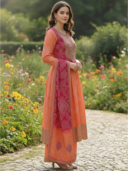 Premium Party Wear Chinon Silk Suit