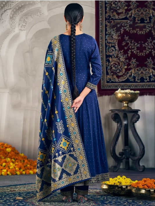 Ladies Smart Choice Navy Blue Designer Anarkali Suit Set