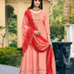 Ladies Smart Choice Peach Pink Embroidered Anarkali Suit Set