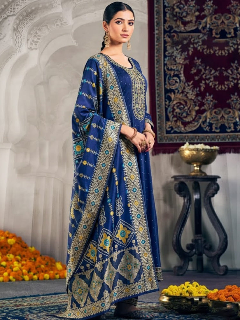 Ladies Smart Choice Navy Blue Designer Anarkali Suit Set