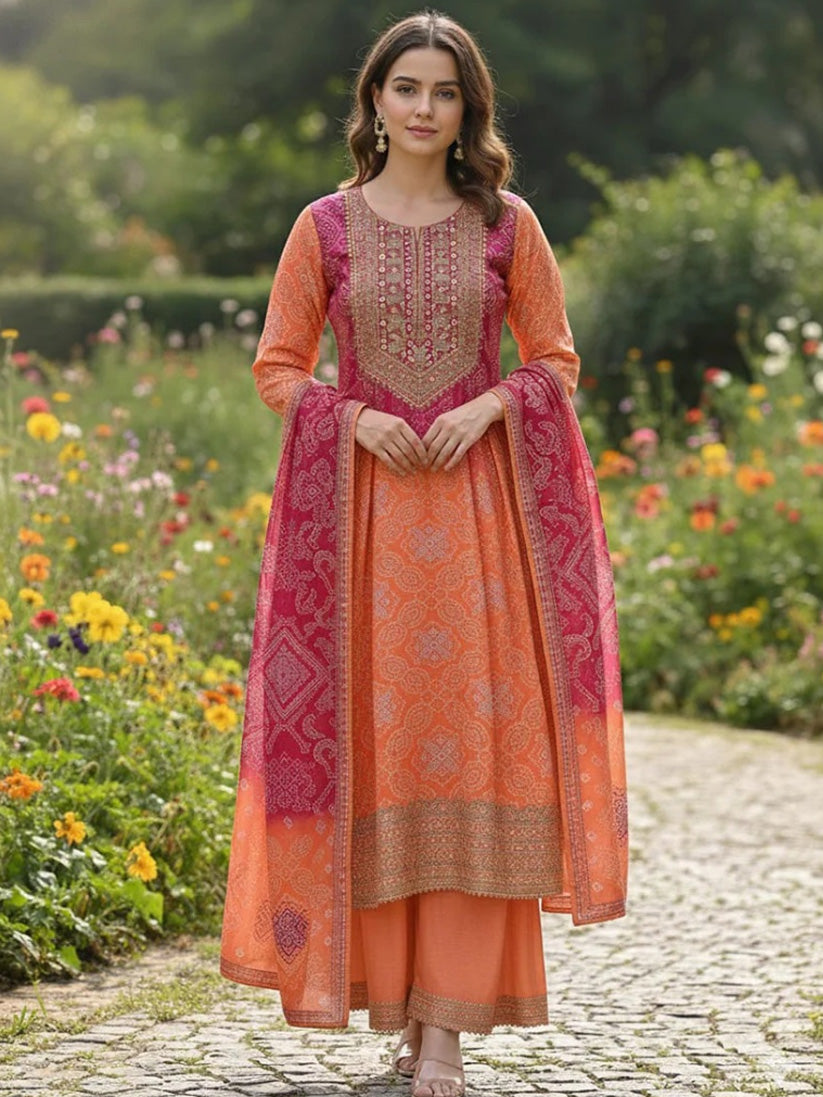 Premium Party Wear Chinon Silk Suit