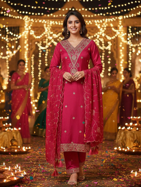 Wow Premium Victira Silk Suit with Lining