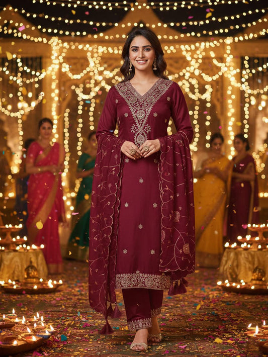 Wow Premium Victira Silk Suit with Lining